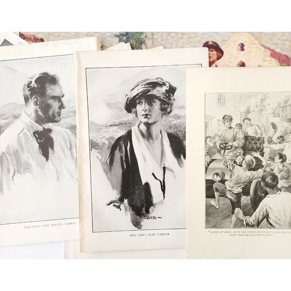 1940s Lot Of 34 Book Plate Prints Western Romance Vintage Art Ephemera DWW12B - Picture 5 of 7